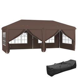 3 x 6m Garden Pop Up Gazebo, Wedding Party Tent with Sidewalls, Windows, Carry Bag, Black