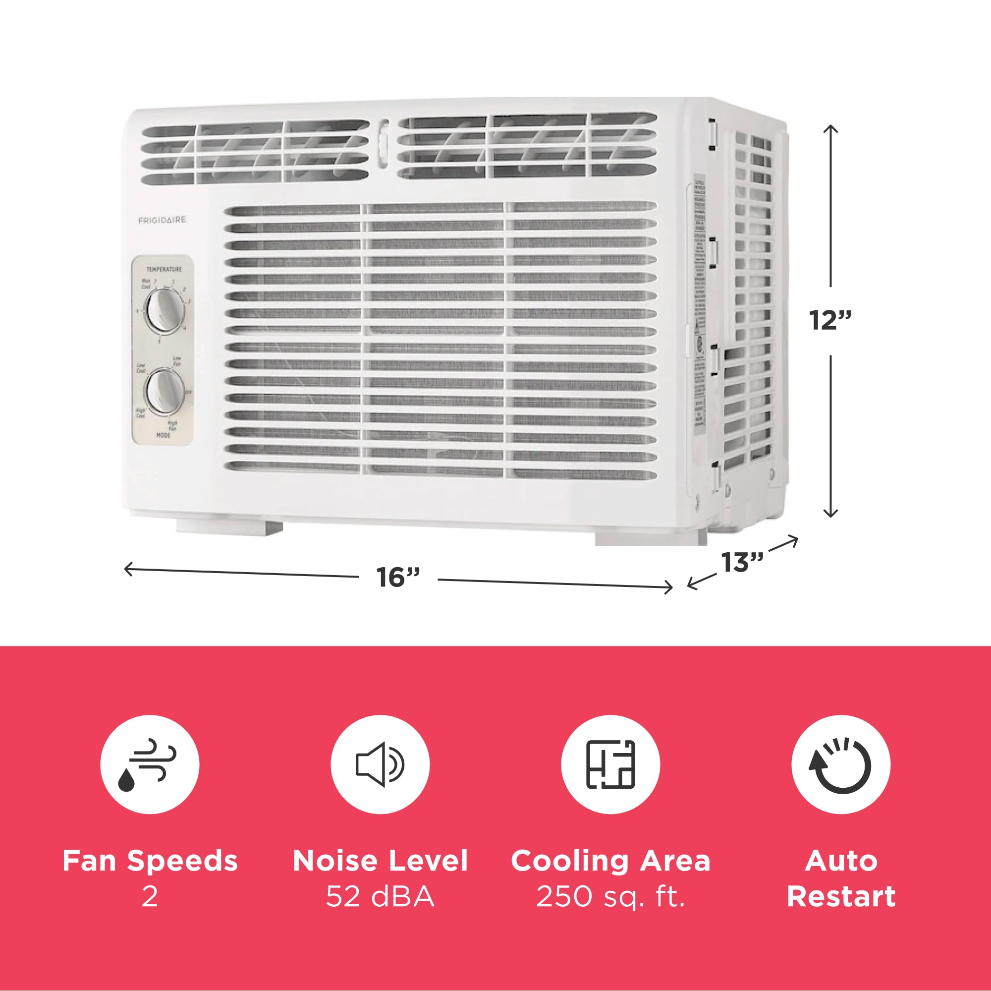 Frigidaire 5000 BTU Window Air Conditioner - Quiet Operation And Effortless Temperature Control For Up To 150 Sq Ft