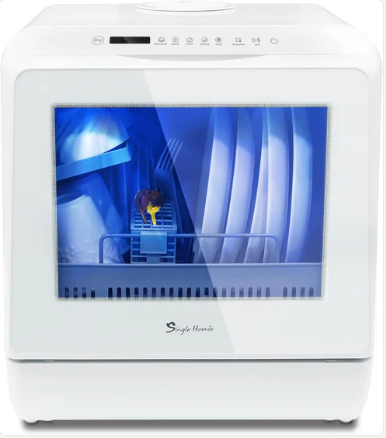 Mini Table Top Dishwasher – Portable Countertop Dishwasher, 6 Programs, 5L Water Tank, No Installation Required