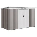 Outsunny 9ft x 4ft Metal Garden Shed, Outdoor Tool House with Foundation Kit, Ventilations and Double Doors, 280cm x 130cm x 172cm