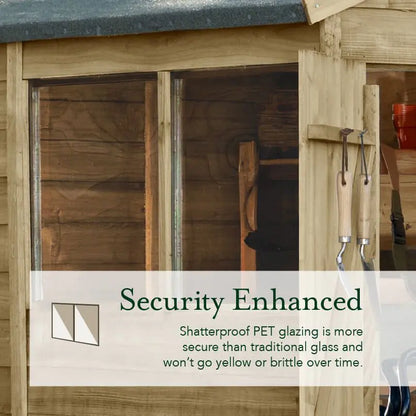 8' x 6' Forest 4Life 25yr Guarantee Overlap Pressure Treated Pent Wooden Shed (2.51m x 2.04m) With 8x6 Wooden Shed Base Kit
