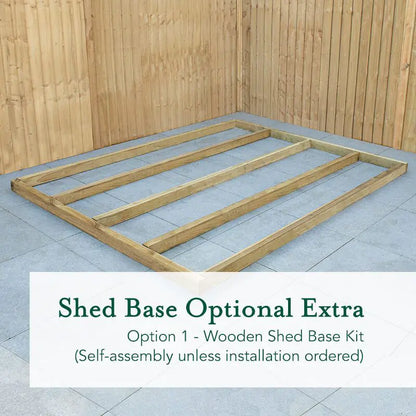 8' x 6' Forest 4Life 25yr Guarantee Overlap Pressure Treated Pent Wooden Shed (2.51m x 2.04m) With 8x6 Wooden Shed Base Kit