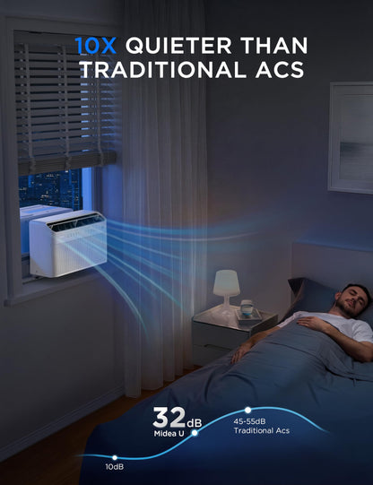 Midea U Smart Inverter Window AC 12,000 BTU - Ultra Quiet U Shaped Design Alexa Google Assistant Compatible