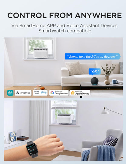 Midea U Smart Inverter Window AC 12,000 BTU - Ultra Quiet U Shaped Design Alexa Google Assistant Compatible