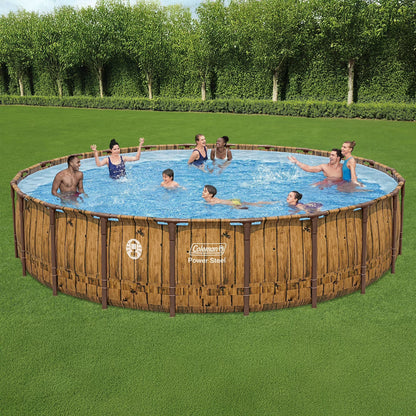 Coleman Power Steel 22 Ft Round Above Ground Pool Set - Durable Corrosion Resistant Steel Frame