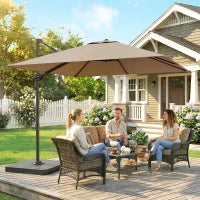 Outsunny 2.4 x 2.4 m Cantilever Parasol with Umbrella Weights, UPF50+ Offset Outdoor Umbrella w/ Easy Tilt Adjustment