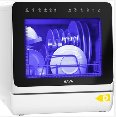 HAVA 2025 Upgraded Table Top Dishwasher – Portable, 8 Wash Programs, Water Softener, Child Lock & Delayed Start