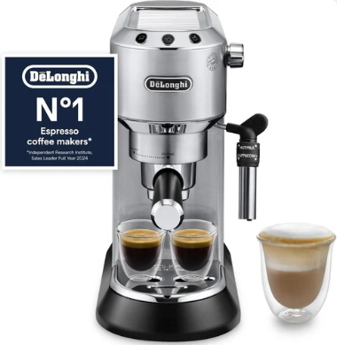 De’Longhi Dedica Style EC685M Traditional Pump Espresso Machine – Coffee & Cappuccino Maker, 15-Bar Pressure, Slim Design, Silver