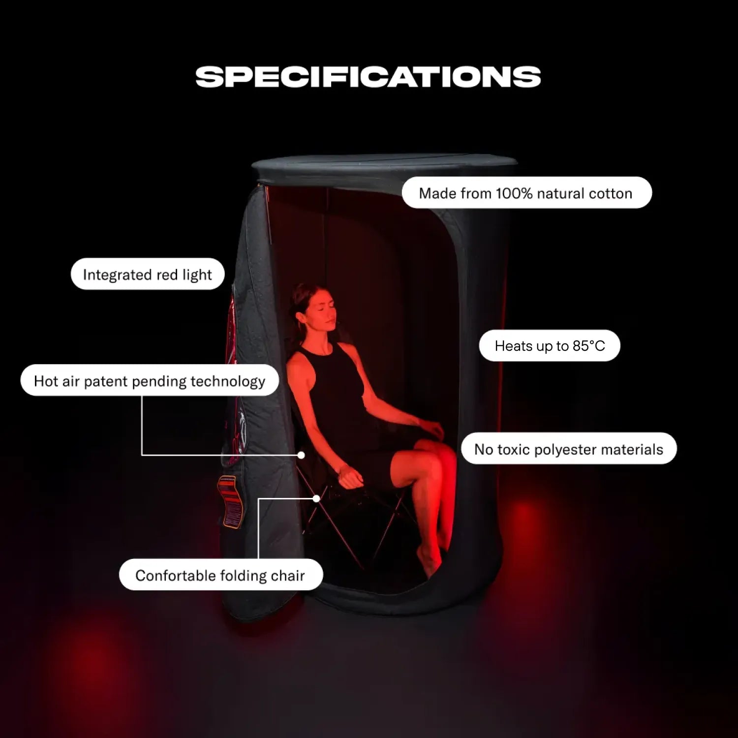 The Sauna Pod Portable Hot Air Sauna - Patent Pending Heating Technology Delivers Real Sauna Anywhere