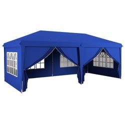 3 x 6m Garden Pop Up Gazebo, Wedding Party Tent with Sidewalls, Windows, Carry Bag, Black