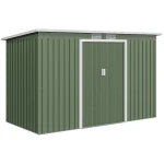 Outsunny 9ft x 4ft Metal Garden Shed, Outdoor Tool House with Foundation Kit, Ventilations and Double Doors, 280cm x 130cm x 172cm