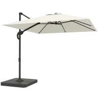 Outsunny 2.4 x 2.4 m Cantilever Parasol with Umbrella Weights, UPF50+ Offset Outdoor Umbrella w/ Easy Tilt Adjustment